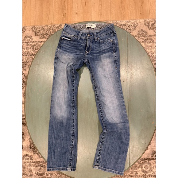 Ariat Denim - Ariat Real Straight Icon Jeans Rainstorm Blue Denim 27S AW6510D Western Womens